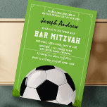 Soccer Bar Mitzvah | Football Mitzvah Invitation<br><div class="desc">Soccer themed bar mitzvah invitations featuring a green football pitch background,  a soccer ball,  football players,  and a modern party template that is easy to personalise.</div>