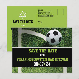 Soccer Bar Mitzvah Save the Date Card