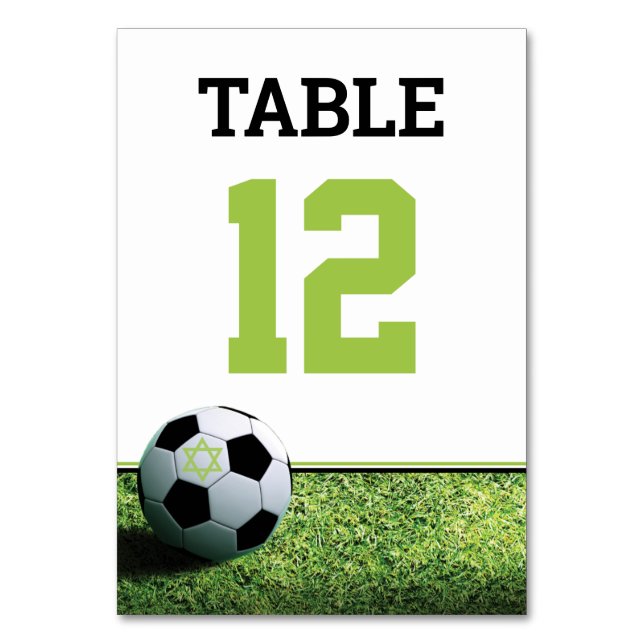 Soccer Bar Mitzvah Table Number (Front)