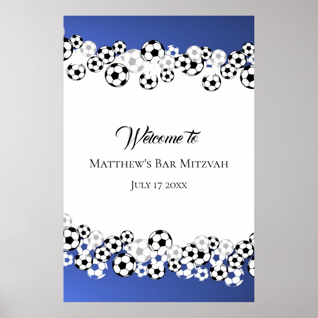 Soccer Bar Mitzvah Welcome Sign (Front)