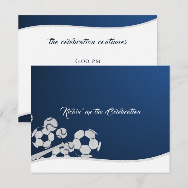 Soccer Baseball Bar Mitzvah Reception Card (Front/Back)