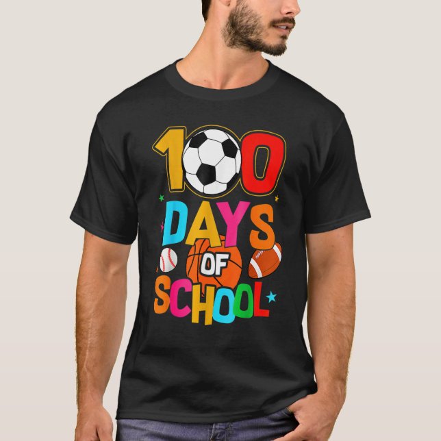 Soccer Baseball Football Softball Happy 100 Days O T-Shirt (Front)