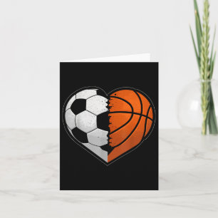Soccer Basketball Ball Heart Sports Lover Valentin Card