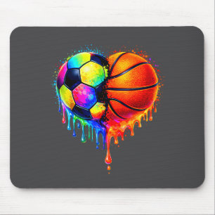 Soccer Basketball Drip Heart Srts Valentines Day M Mouse Pad