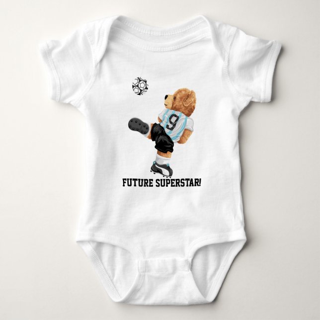 Soccer Bear Baby Bodysuit (Front)