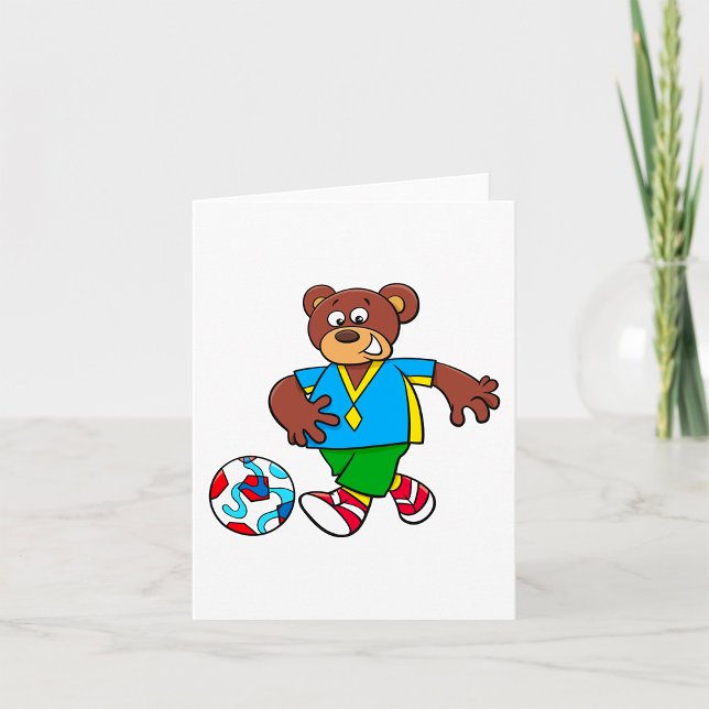 Soccer Bear Playing Football in Sports Outfit  Card (Creator Uploaded)