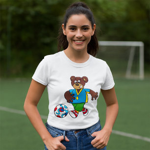 Soccer Bear Playing Football in Sports Outfit T-Shirt