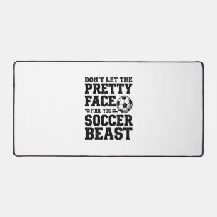 Soccer Beast Pretty Face Vintage Typography Shirt_ Desk Mat