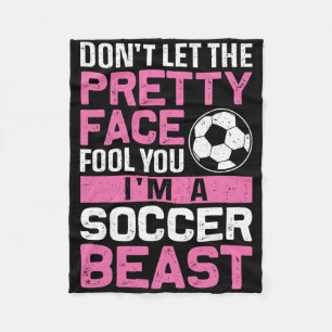 Soccer Beast Tee Women Teen Girl Soccer Lover Play Fleece Blanket