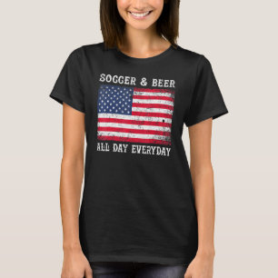 Soccer Beer Vintage Usa Flag For Men And Women T-Shirt