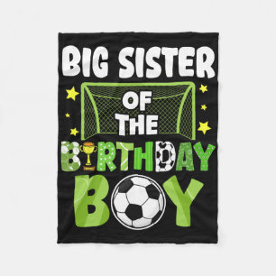 Soccer Big Sister Birthday Boy Party Soccer Family Fleece Blanket