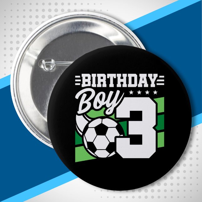 Soccer Birthday - 3 Year Old Boy - 3rd Birthday 6 Cm Round Badge (Creator Uploaded)