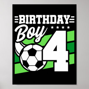 Soccer Birthday 4 Year Old Boy 4th Birthday T Shir Poster
