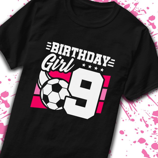 Soccer Birthday 9 Year Old Girl 9th Birthday T-Shirt (Creator Uploaded)