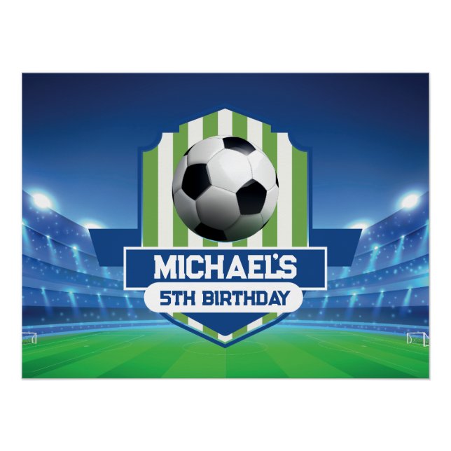 Soccer Birthday banner backdrop  Poster (Front)