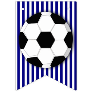 Soccer birthday banner sports party boys navy