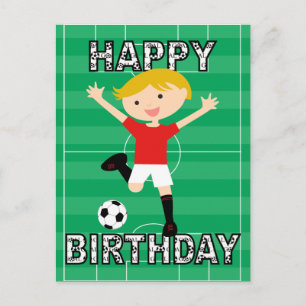 Soccer Birthday Boy 1 Red and White Postcard