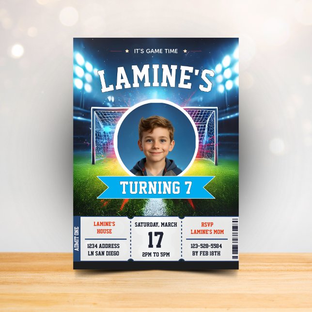Soccer Birthday Football Party Photo Card (Creator Uploaded)