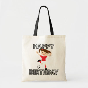 Soccer Birthday Girl 1 Red and White Tote Bag