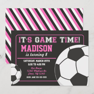 Soccer Birthday Invitation Chalkboard Girl
