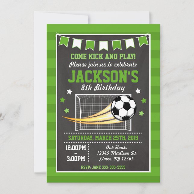 Soccer Birthday Invitation for Boys (Front)