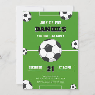 Soccer Birthday Invitation Green And Black Modern