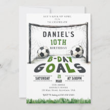 Soccer Birthday Invitation Sport Invite B-day Goal