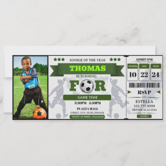 Soccer Birthday Invitation Ticket, Football Ticket