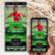 Soccer Birthday Invitation Ticket, Football Ticket