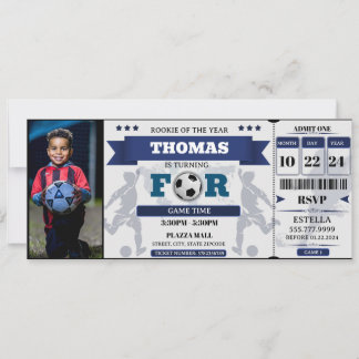 Soccer Birthday Invitation Ticket, Football Ticket