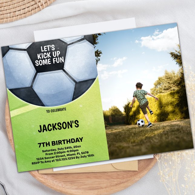 Soccer Birthday Invitation with Photo (Soccer Birthday Invitations with photo)