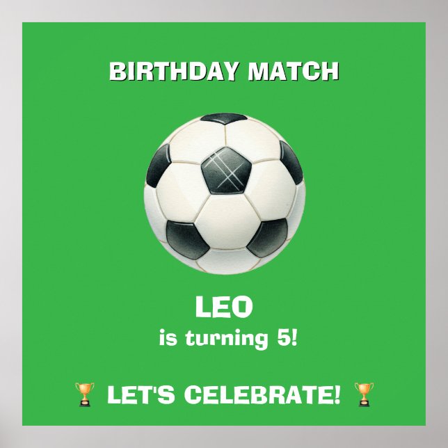Soccer Birthday Match Poster - Editable Party Sign (Front)