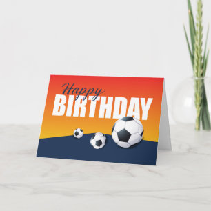 Soccer Birthday on Blue and Orange Athlete Card