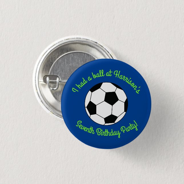 Soccer Birthday Party 3 Cm Round Badge (Front & Back)