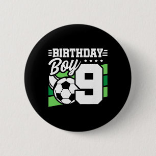 Soccer Birthday Party - 9 Year Old Boy - 9th Birth 6 Cm Round Badge