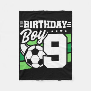 Soccer Birthday Party - 9 Year Old Boy - 9th Birth Fleece Blanket