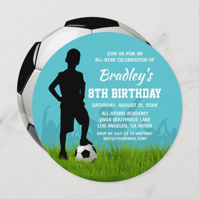 Soccer Birthday Party | All-Stars Football Invitation (Front/Back)