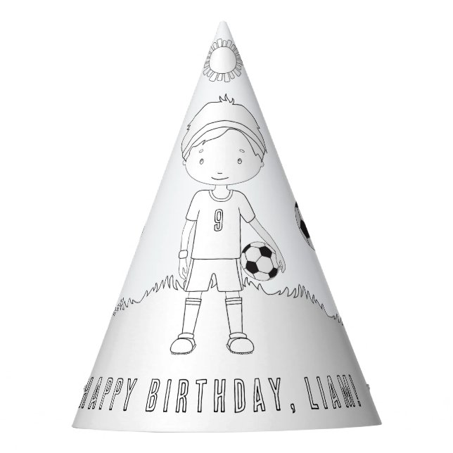 Soccer Birthday Party (Boy) - Colour Your Own Hat (Front)
