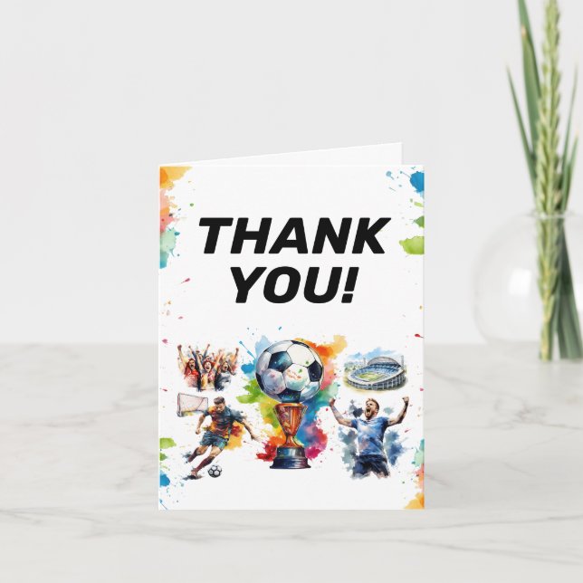 Soccer Birthday Party Custom Thank You Card (Front)