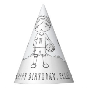 Soccer Birthday Party (Girl) - Colour Your Own Hat