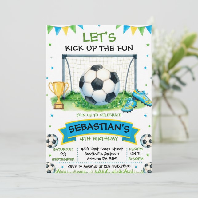 Soccer Birthday Party Invitation (Standing Front)