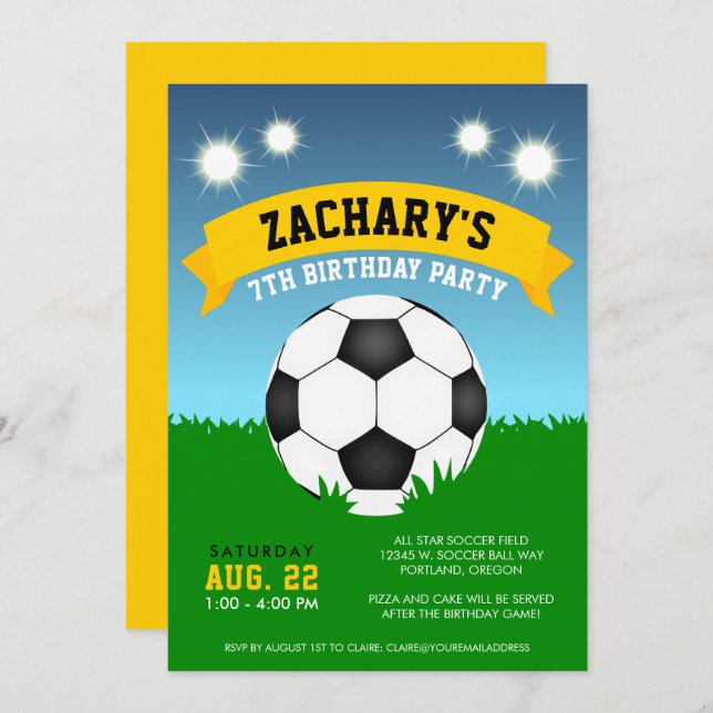 Soccer Birthday Party Invitation (Front/Back)