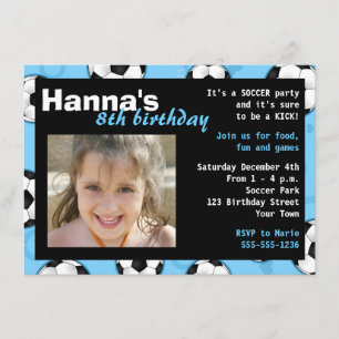 Soccer Birthday Party Invitation Blue