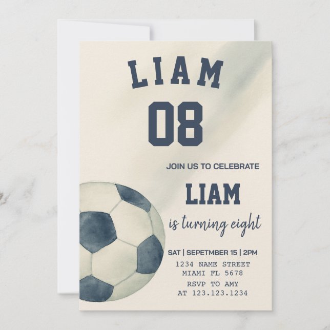 Soccer Birthday Party Invitation for Kids (Front)