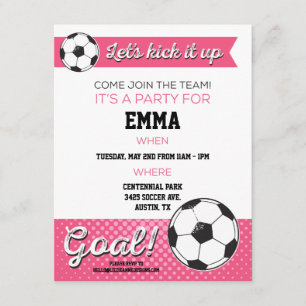 Soccer Birthday Party Invite 4.25x5.5 - Girl