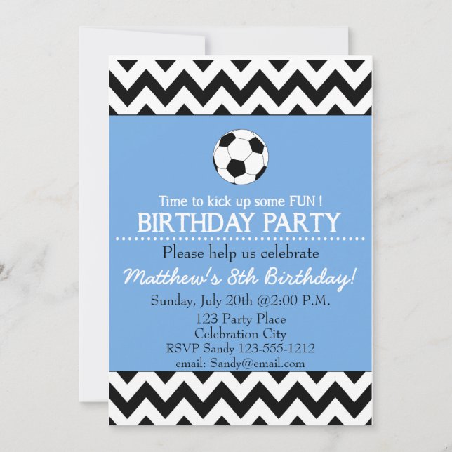 Soccer Birthday Party kids invitation customisable (Front)
