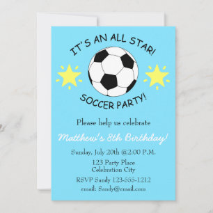 Soccer Birthday Party kids invitation customisable