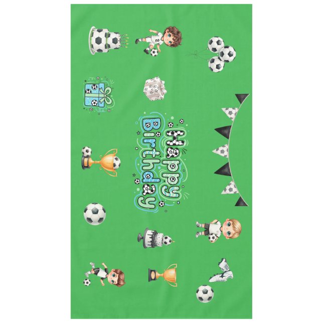 Soccer Birthday Tablecloth  Boys Party Table Decor (Front)