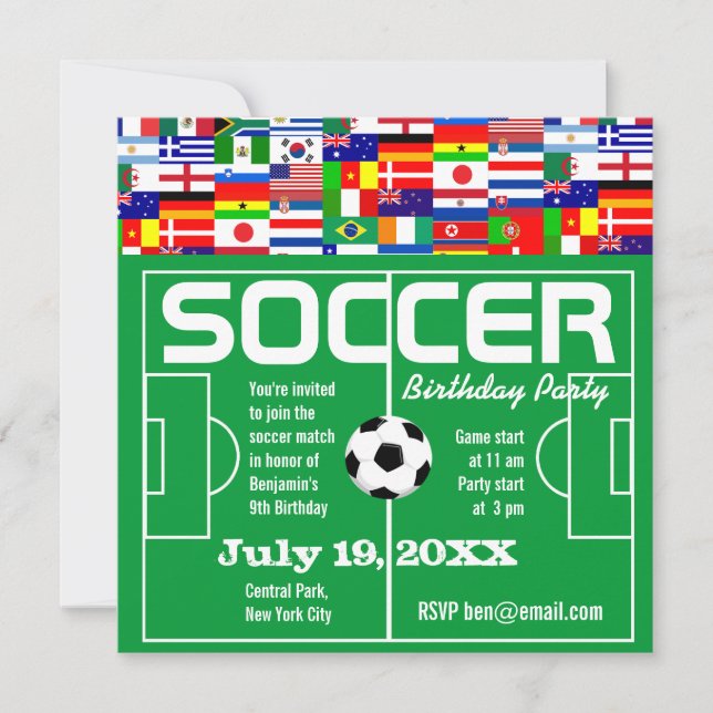 Soccer Birthday Theme Party Invitation (Front)
