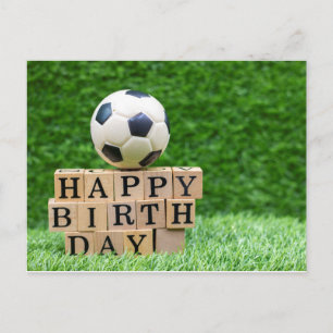 Soccer Birthday with ball and Happy Birthday word Postcard